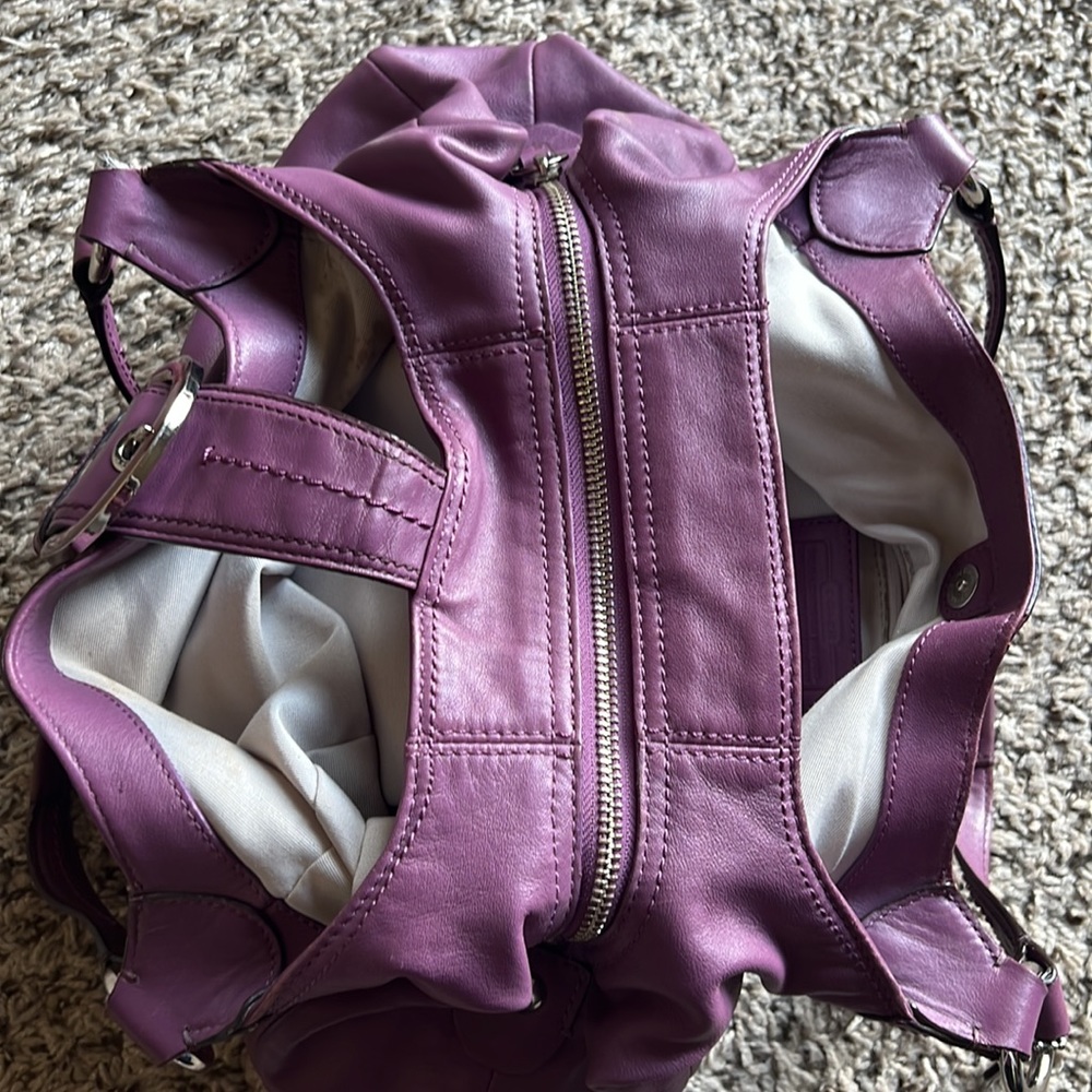 Coach Purple Leather Satchel - Picture 11 of 16